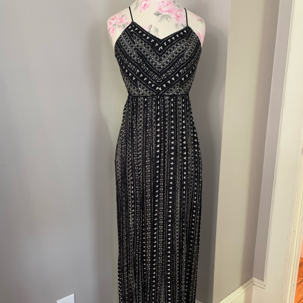 Full length open back dress